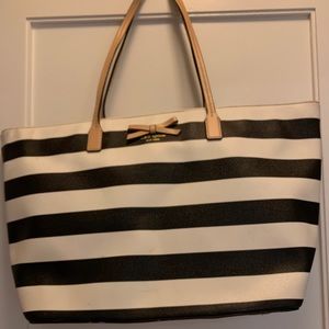 Blue and white striped leather Kate Spade tote